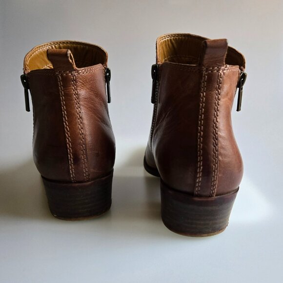 Lucky Brand LK-BASEL Women's Brown Leather Ankle Bootie US 8.5M | Side Zip Boot - Picture 3 of 8